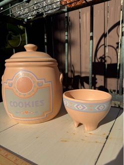 TREASURE CRAFT SOUTHWEST PATTERN COOKIE JAR & DIP SALSA BOWL