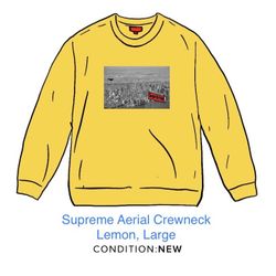 Supreme Aerial Crewneck Lemon, Large *Authentic