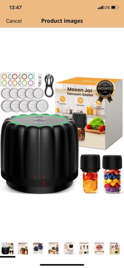 2026 Upgraded Electric Mason Jar Vacuum Sealer Kit with Wide and Regular Mouth Mason Lids -80kpa Automatic Vacuum Pump 2500mAh Battery One Touch Canni