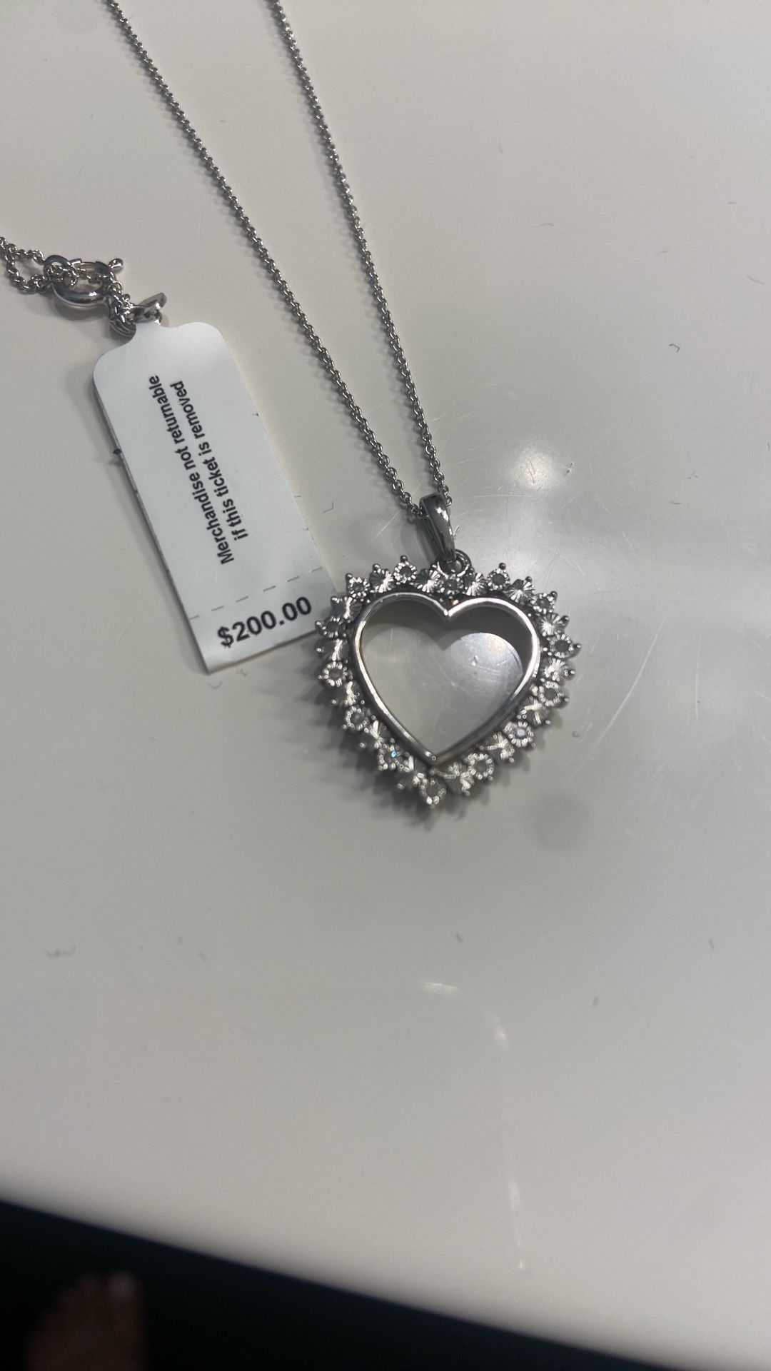 Silver And Diamond Heart Necklace