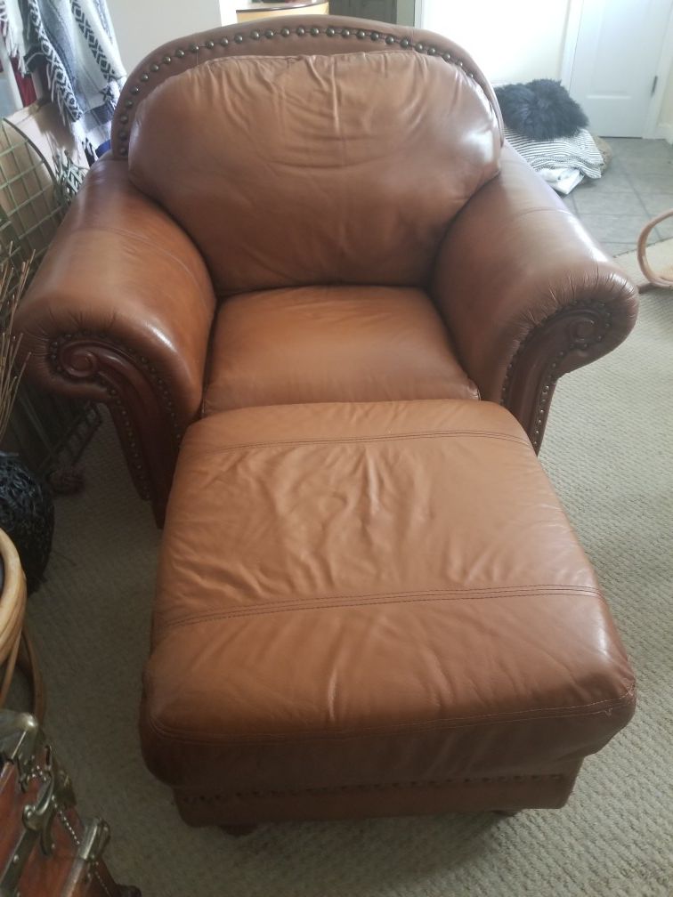 Leather chair and ottoman, no flaws