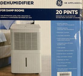 GE 20 Pint Dehumidifier for Damp Rooms, ADEW20LY, White 3 Speed