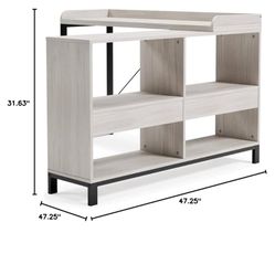 L-Desk with 4 Shelves, White/Black
