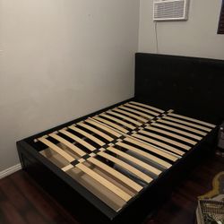 Full Black Leather Bed Frame