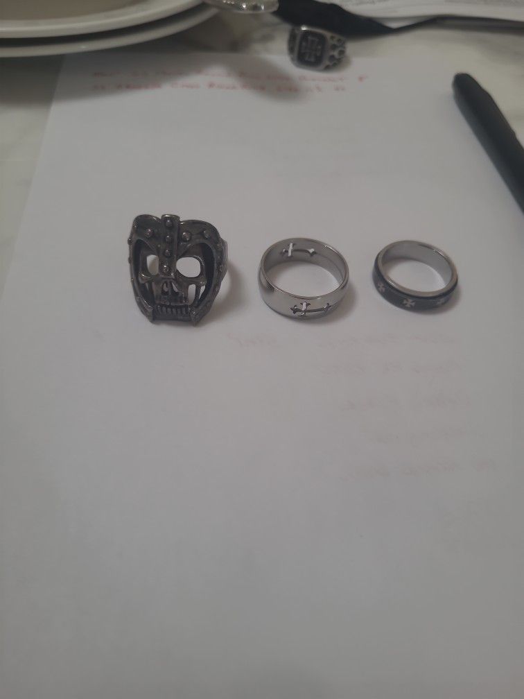 3 Mens Biker Rings