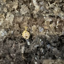 Cubic Zirconium Cluster Gold Toned Pendant 