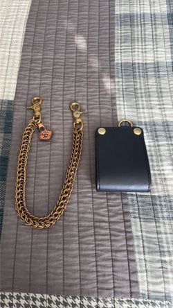 Snake bite customs biker wallet and antique brass chain