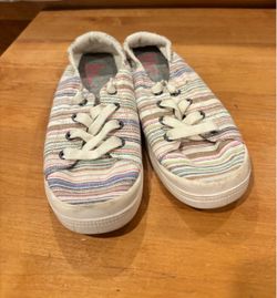 Striped slip on shoes