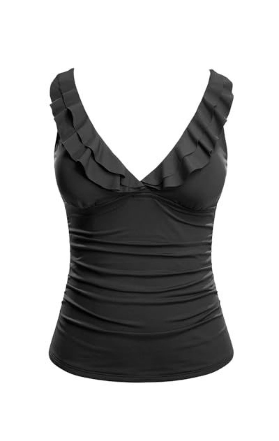 Yonique Womens Tankini Tummy Control Swimsuits, Top Only - Black, Small $17 OBO