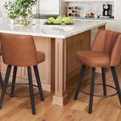 360-degree Swivel Bar Stools Set of 2, 26" Counter Height Bar Stools 