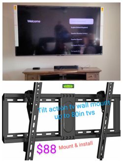 Tilt action Tv Wall Mount Up 80in TVs & Installation 