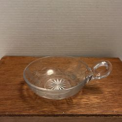 Cut Glass Ring Handled Trinket Dish