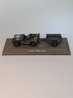 Militaria Diecast 1:43 US Army 1/4 Ton Jeep w/MG and T3 Trailer, MD(contact info removed)