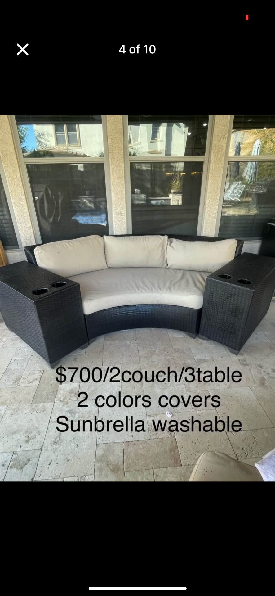 2 Couch / 3 Drink Stand Set Within 2 Colors Full Set Cushions