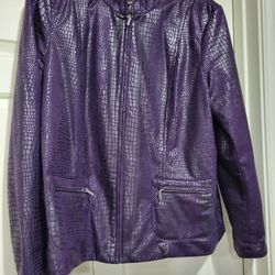 Elementz Jacket Womens XL Animal Snake Alligator Print Purple Jacket Zip Up