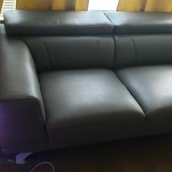 Two Gray Genuine Leather Sofa