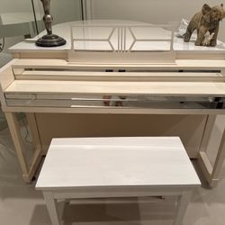 Philadelphia & Lester (PA) White 5’6” Baby Grand Acoustic Piano + Bench