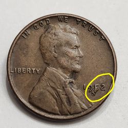 "ERROR" 1952-S Wheat Cent Penny - Error Coin