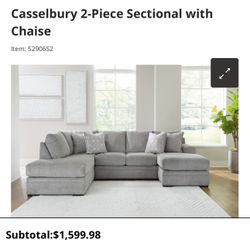 Grey Sectional Couch And Ottoman (Fabric Washable )