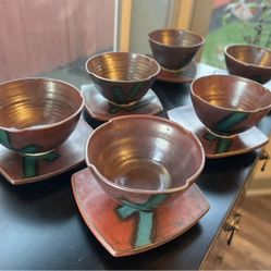 Heavy Handmade pottery Bowl and Plate Sets