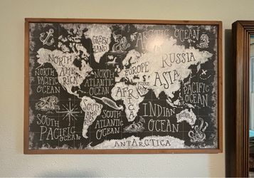 Large chalk print map wall art