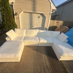 FREE Delivery 🚚- white 6 pcs sectional cloud couch sofa set w/ 2 ottoman w/ storage