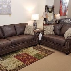 Breville Espresso Living Room Set /couch / Sofa And Loveseat 
