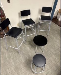 Chairs, stool, and table