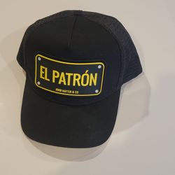 EL PATRÓN John Hatter & Co Black Adjustable Trucker Patron A-Frame Hat 
Cap. New, no tags. Designed in Sweden. Adjsutable, one size fits most
75% Poly