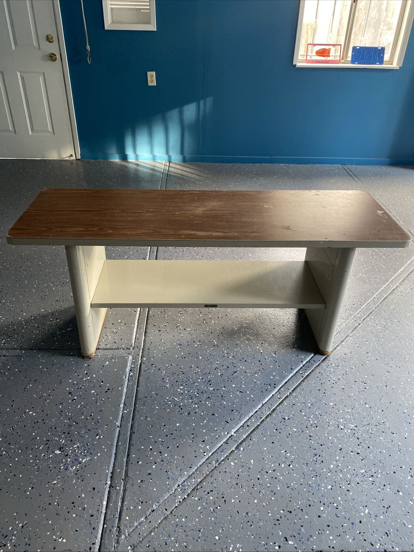 Sturdy Metal Table With Shelf