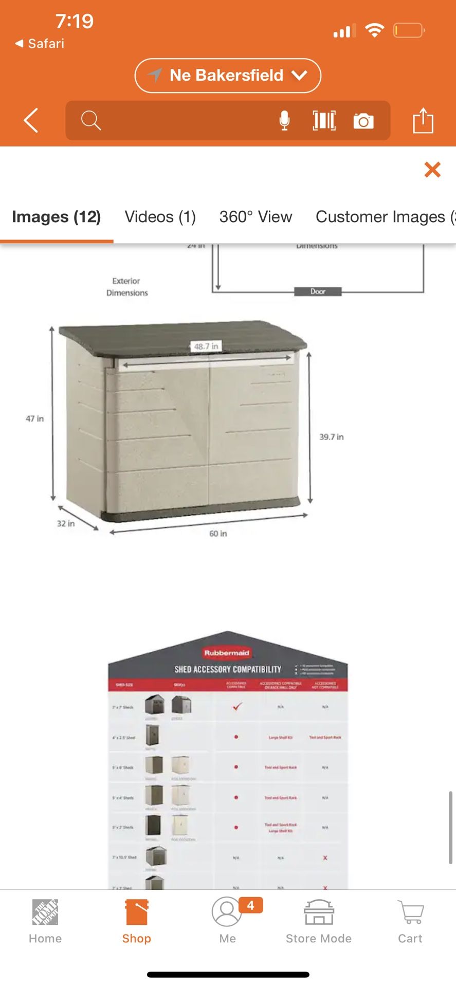 2 ft. 7 in. x 5 ft. Horizontal Resin Storage Shed