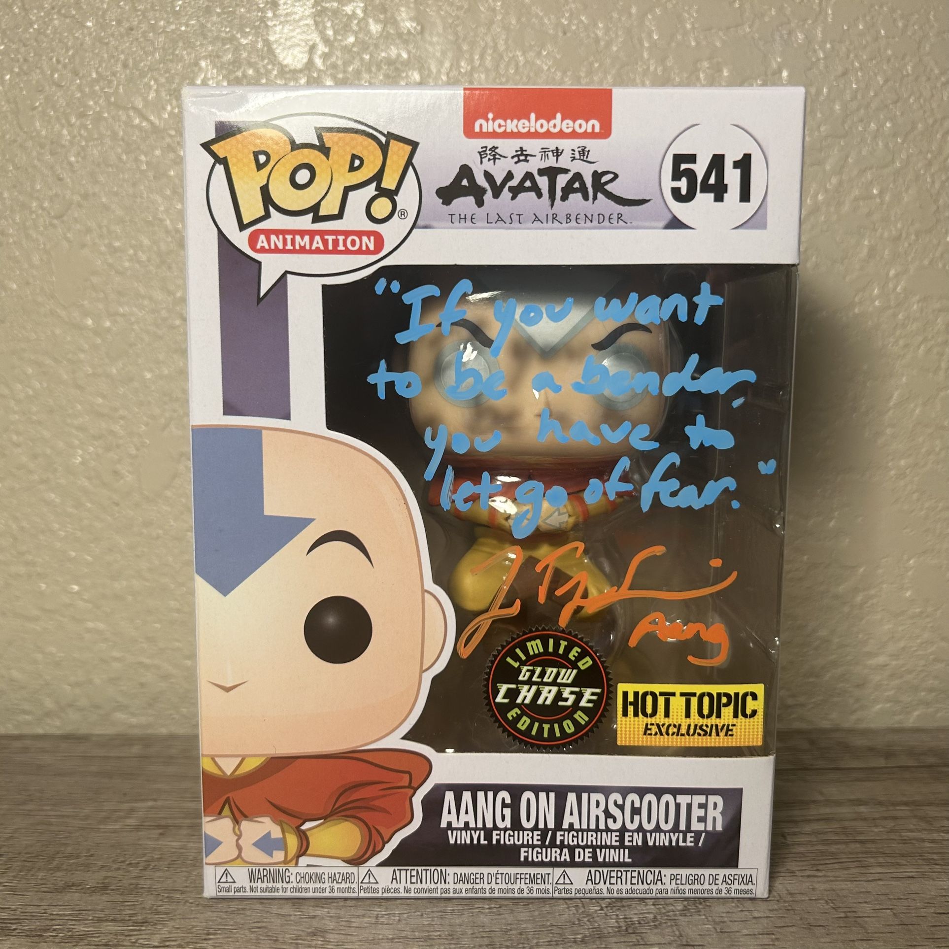 Funko POP! Avatar Aang 541 Glow Chase Hot Topic signed by Zach Tyler Eisen JSA