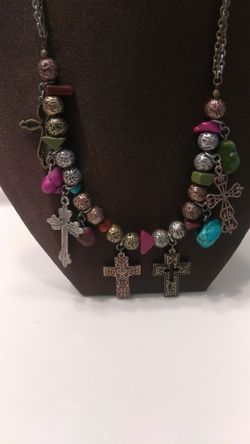 Gemstones and cross necklace