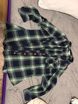 Blue/Green Plaid Button Down Shirt