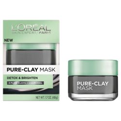 L'Oreal Pure Clay Face Masks Detox & Brighten 3 Pure Clays & Charcoal Loreal New