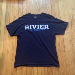 RIVIER UNIVERSITY Champion Short Sleeve T-Shirt Size Large Nashua NH - Blue