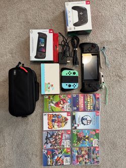 Nintendo Switch Animal Crossing Edition Bundle + 128GB + 8 Games