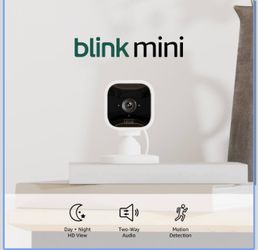 Blink Mini - Compact indoor plug-in smart security camera, 1080p HD video, night vision, motion detection, two-way audio, easy set up, Works with Alex