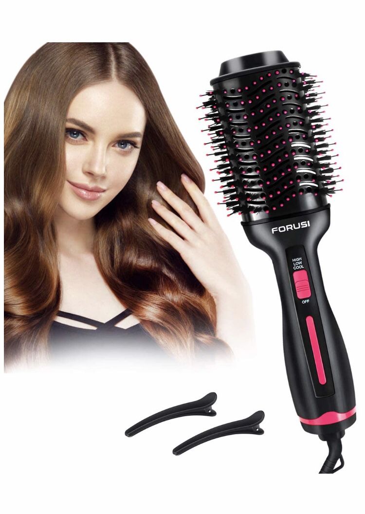 Forusi Hair Dryer Brush,Hot Air Brush,Hair Dryer & Volumizer, 3-in-1 Electric Air Hair Brush,Curler and Straightener for All Hair Types
