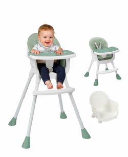 LALAHO 3-in-1 Baby High Chair, Portable Adjustable,Removable Dual-Layer Tray