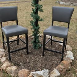 Faux Leather Counter-Height Bar Stools – Set of 2