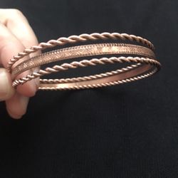 Rose gold color bangle bracelets bundle