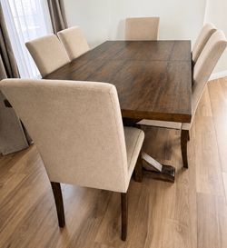Dark Wood Dining Table with 6 Chairs