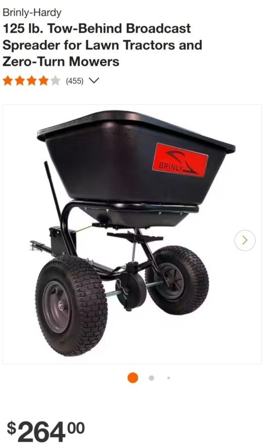 Brinly-Hardy 125 lb. Tow-Behind Broadcast Spreader for Lawn Tractors and Zero-Turn Mowers $160