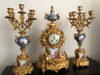 Antique French Clock Set with Candelabra Pair (c. 1889)