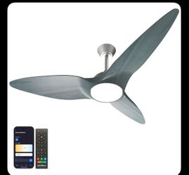 atomi smart Monarc 52-in Brushed Silver with LED Ceiling Fan With Light