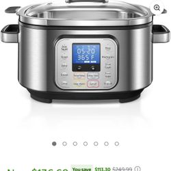 HOUSNAT 10-in-1 Programmable 6 Qt Slow Cooker-Crock Stainless Steel