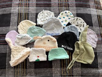 16 baby caps - newborn to 12 months