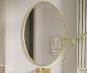 24 in. W x 36 in. H Large Oval Stainless Steel Mirror Bathroom Mirror Vanity Mirror Decorative Mirror in Brushed Gold