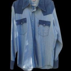 Mens Vintage Levi Button Up Shirt Xlarge